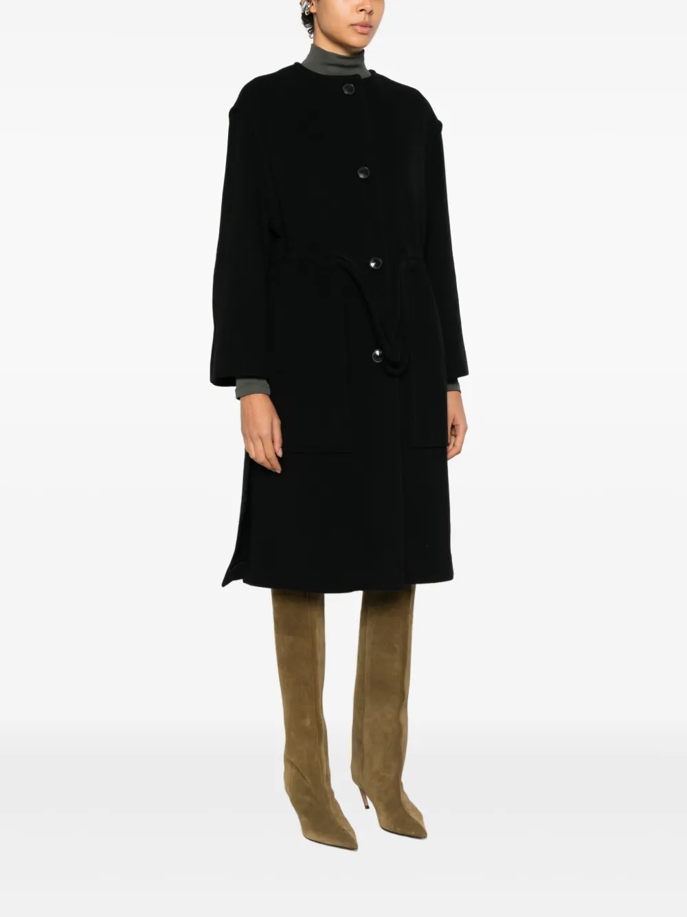 Herno Button Pocket Coat In Black