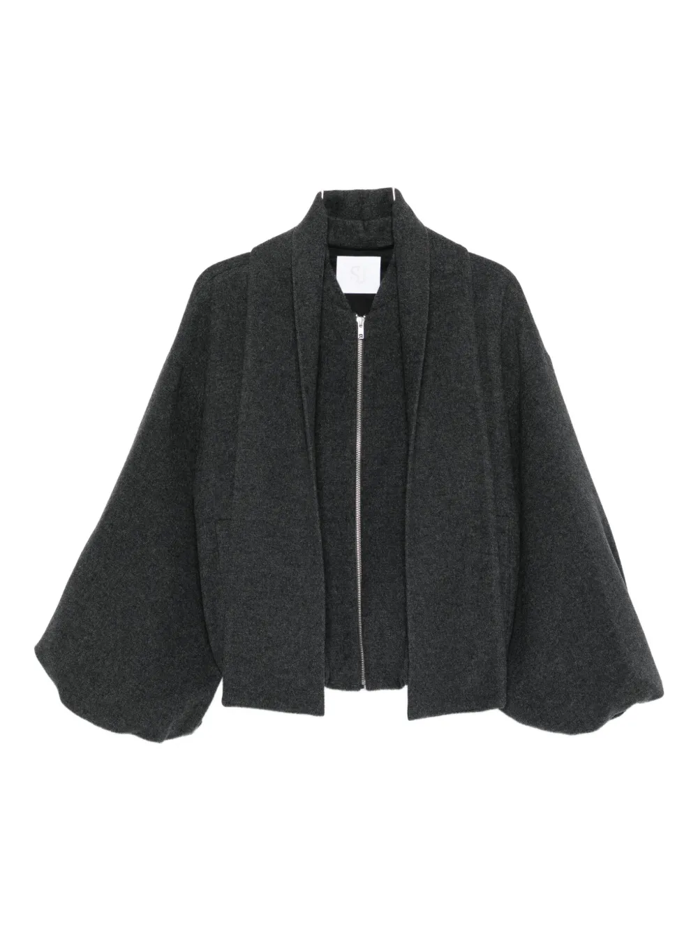 Su Wide-sleeve Zip-up Jacket In Gray