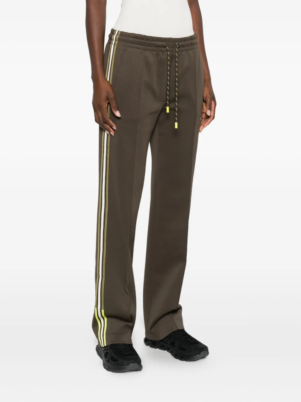 Marccain Drawstring-waist Side-stripe Pants In Brown