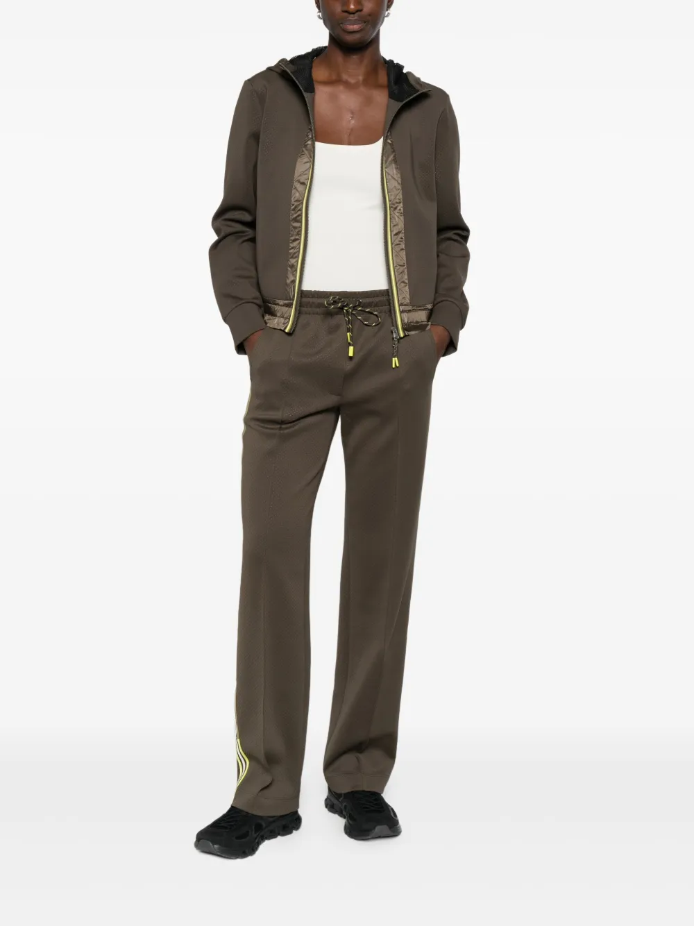 Marccain Drawstring-waist Side-stripe Pants In Brown