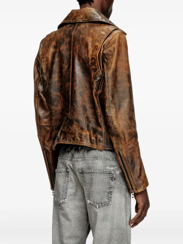 DIESEL ブラウン レザージャケット 超美品 ブラウン（茶色）系 L DIESEL(ディーゼル) レザージャケット(メンズ