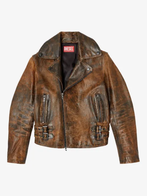 Diesel biker jacket in treated leather