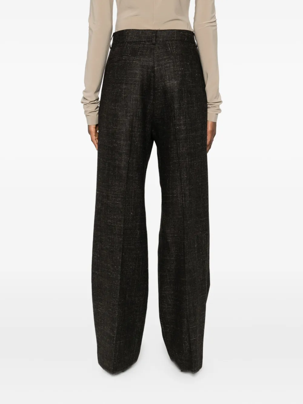Su Textured Pleated Pants In Brown