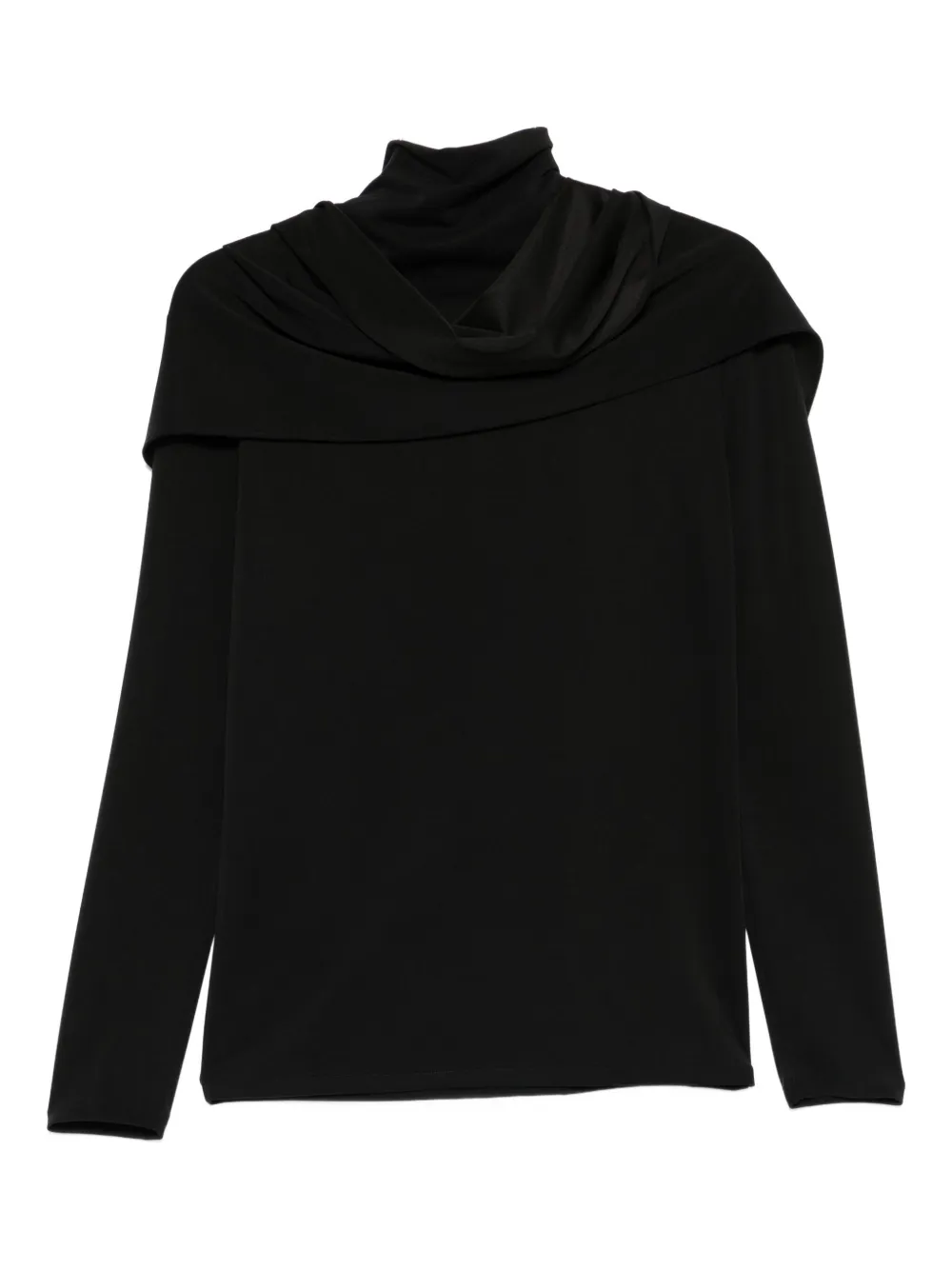 Su High-neck Draped Sweater In Black