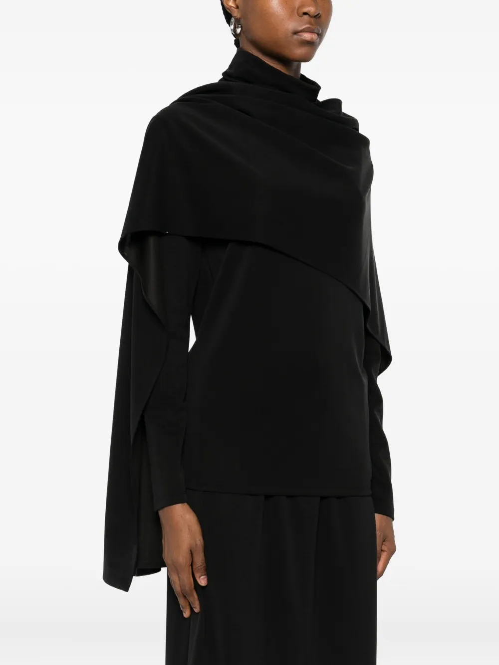 Su High-neck Draped Sweater In Black