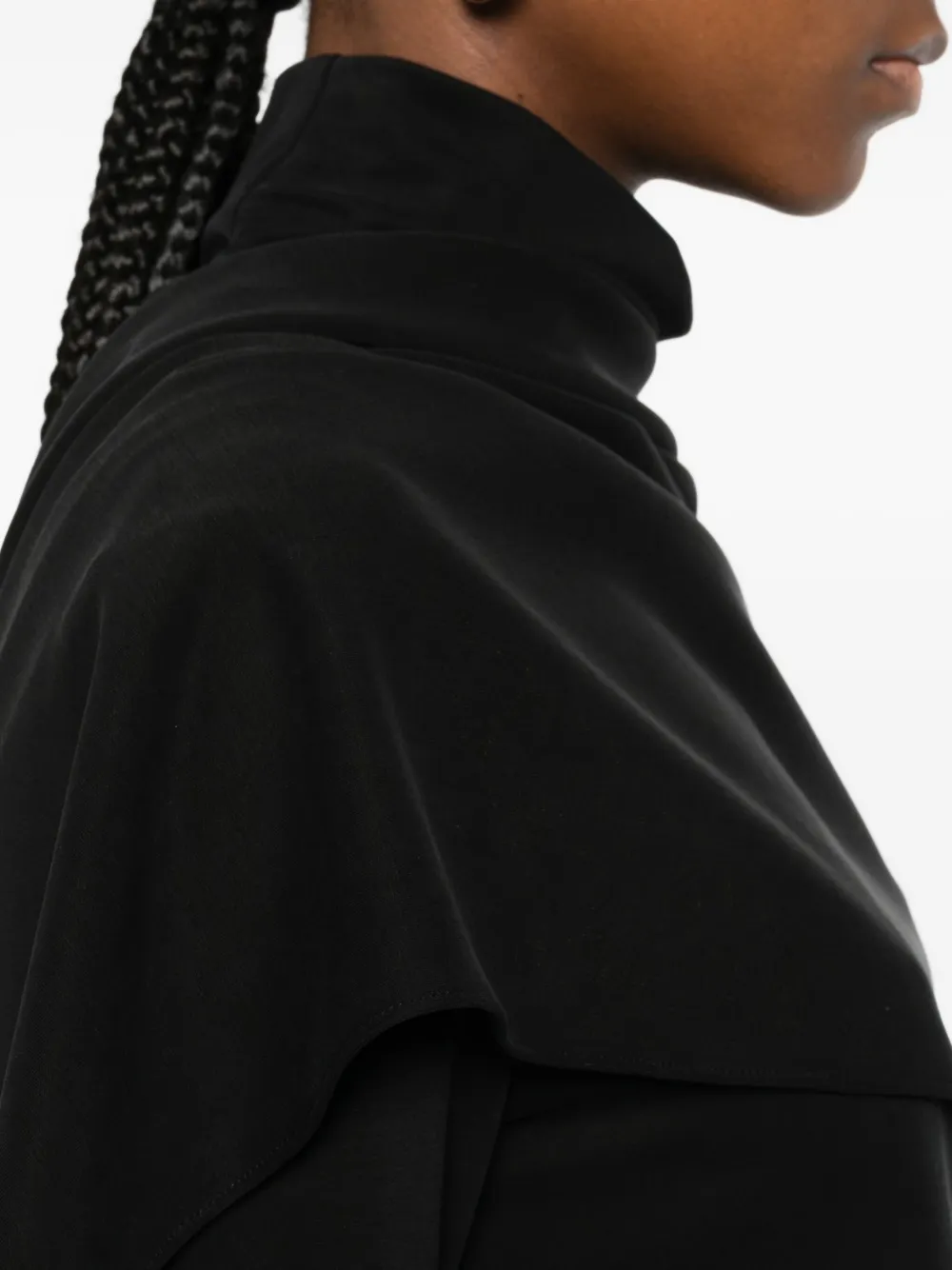 Su High-neck Draped Sweater In Black