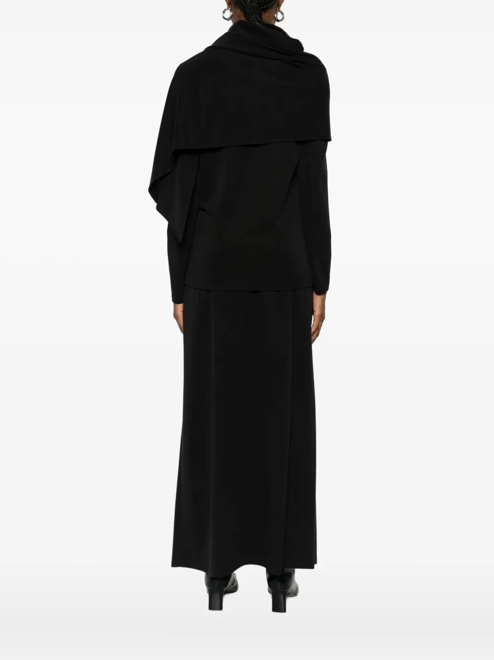 Su High-neck Draped Sweater In Black