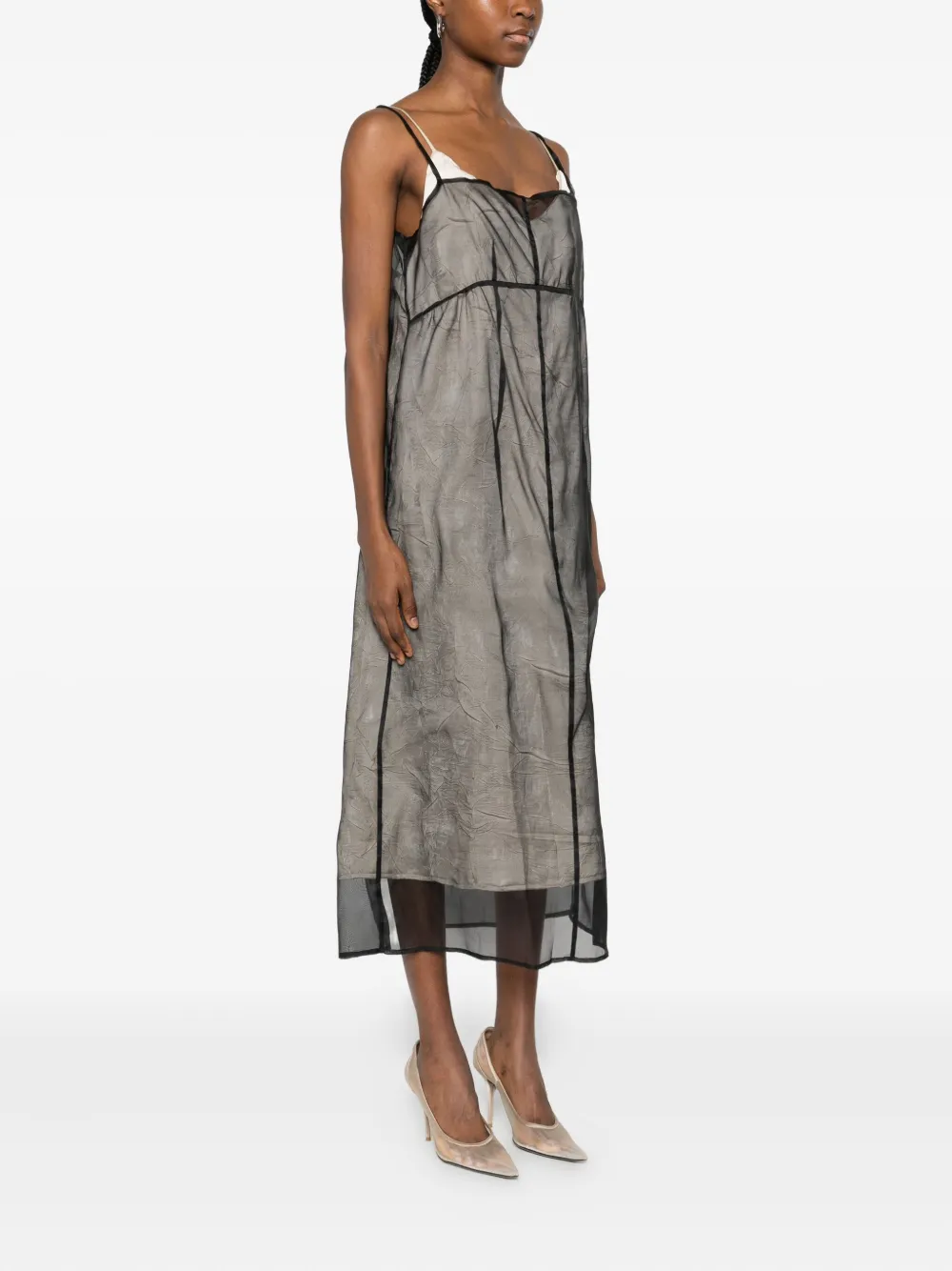 Su Panelled Sleeveless Dress In Brown