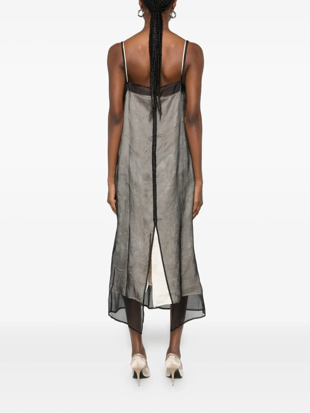 Su Panelled Sleeveless Dress In Brown