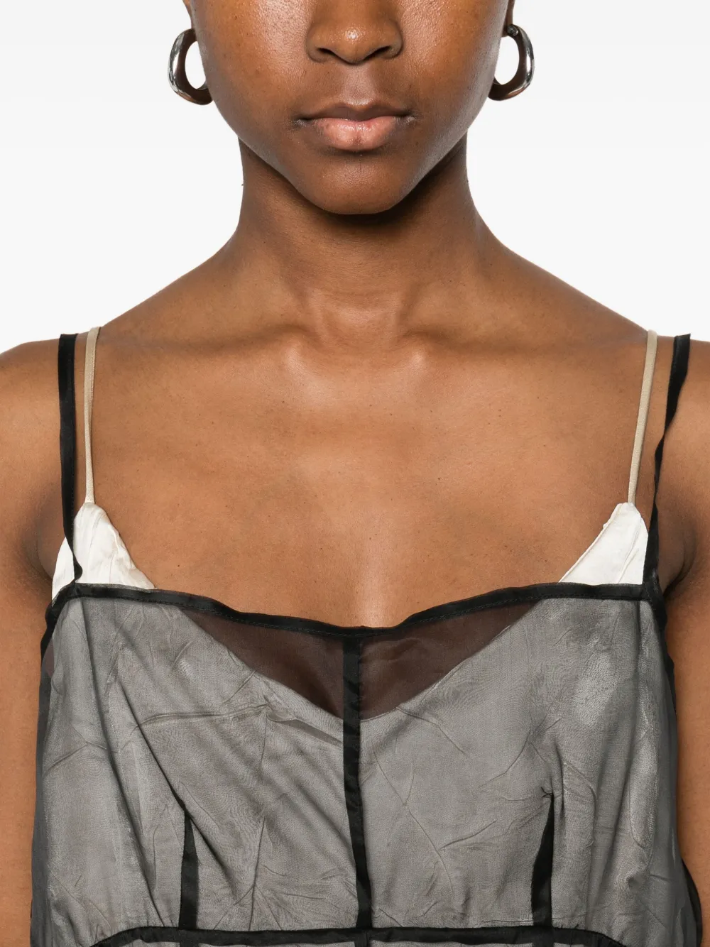 Su Panelled Sleeveless Dress In Brown