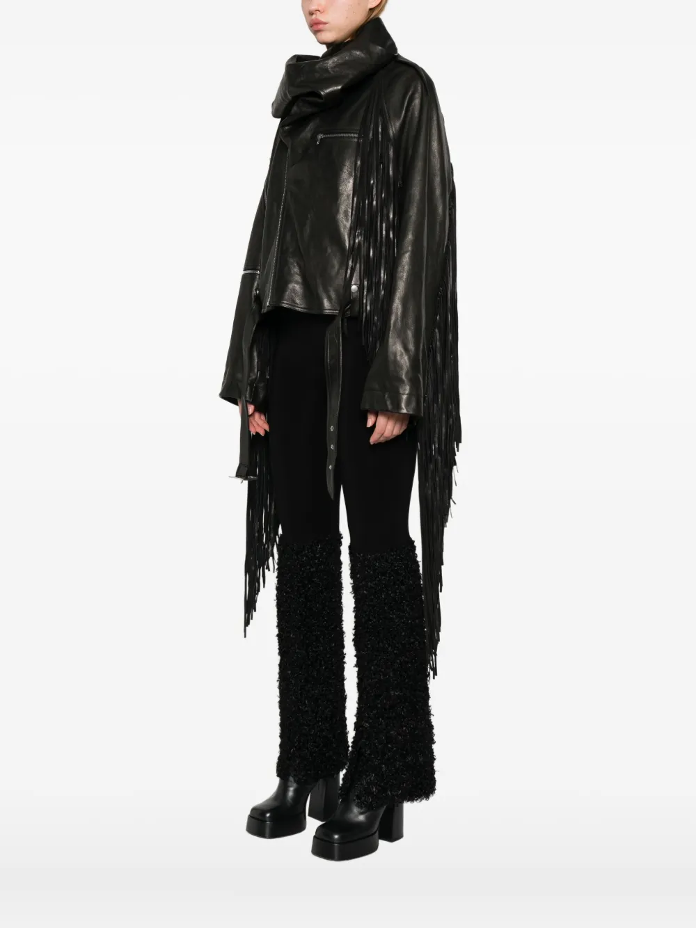 Rick Owens Cropped Scarf Flight Puffer Jackets Black In Black