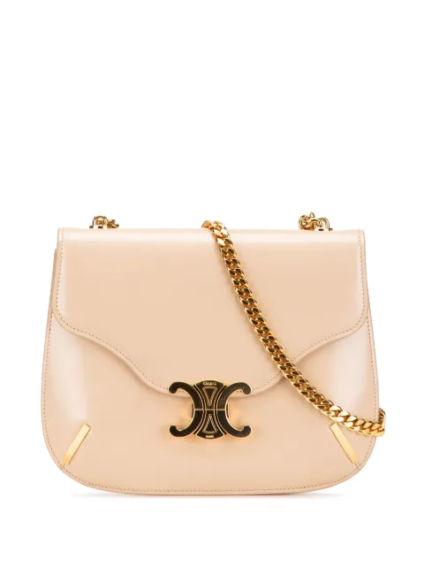 Celine Pre-Owned 2022 Teen Shiny Calfskin Triomphe Besace Clea Chain crossbody bag