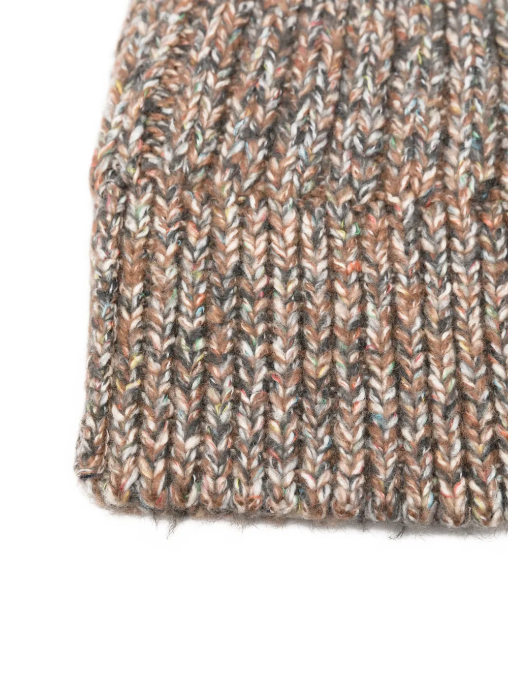 Song For The Mute Mélange-effect Ribbed Beanie In Brown