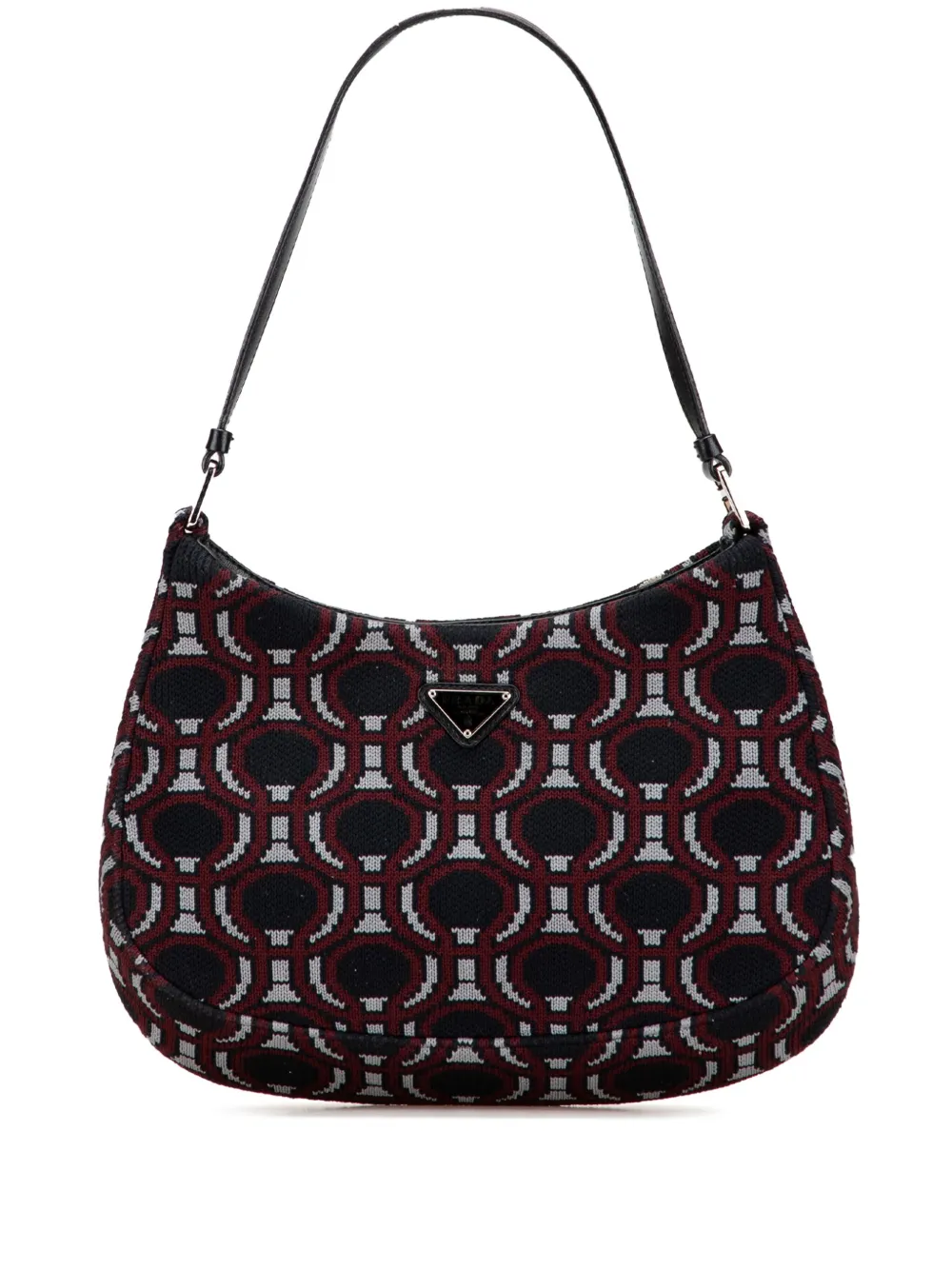 Pre-owned Prada 2000-2013 Jacquard Knit Cleo Shoulder Bag In Black