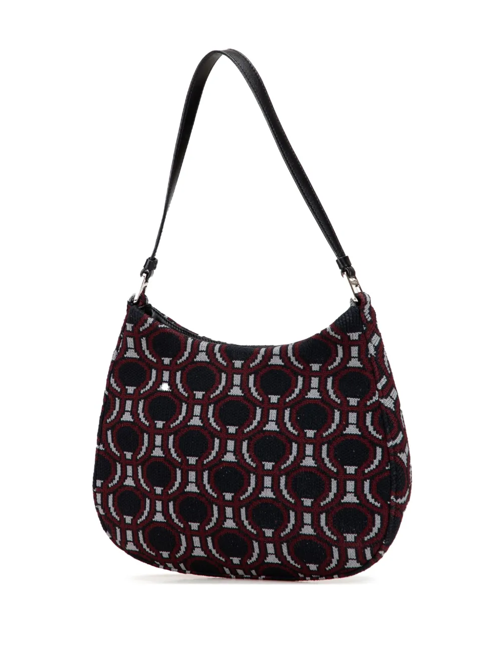 Pre-owned Prada 2000-2013 Jacquard Knit Cleo Shoulder Bag In Black