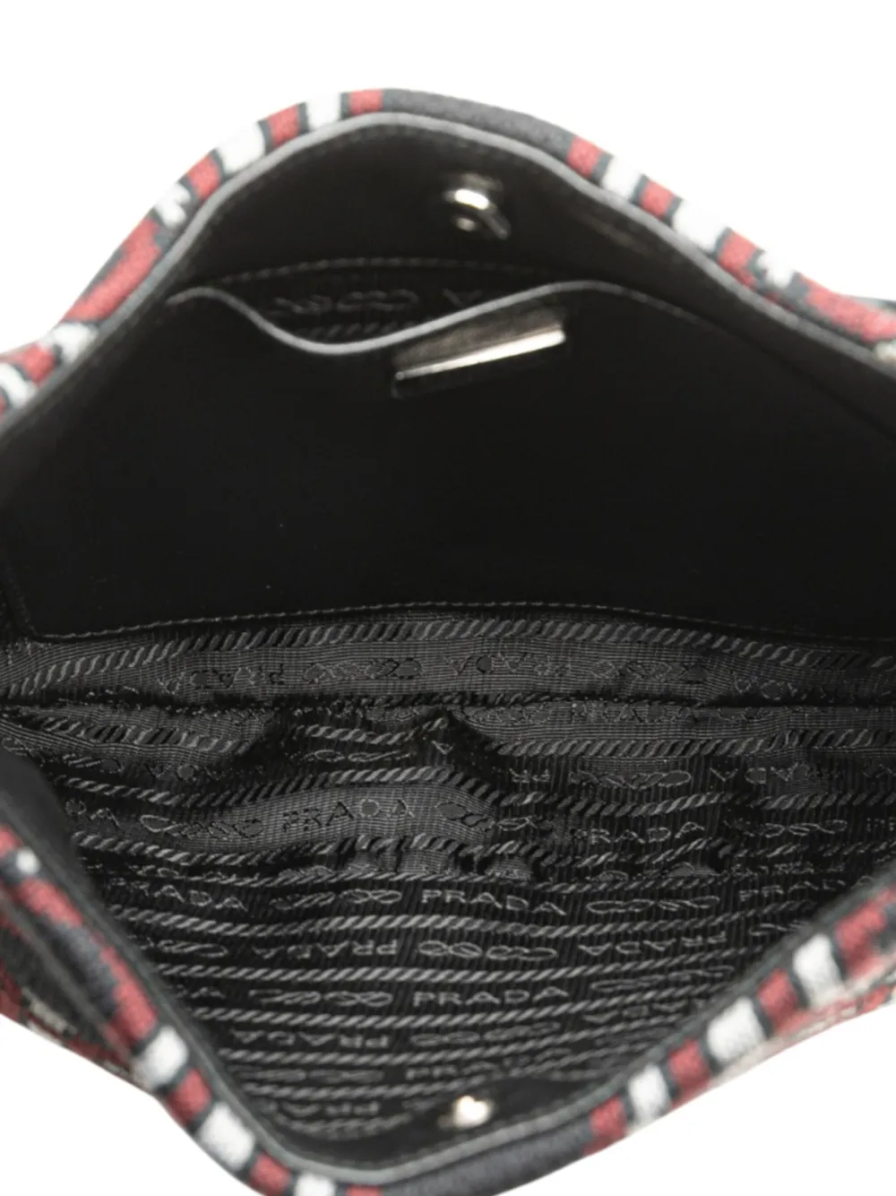 Pre-owned Prada 2000-2013 Jacquard Knit Cleo Shoulder Bag In Black