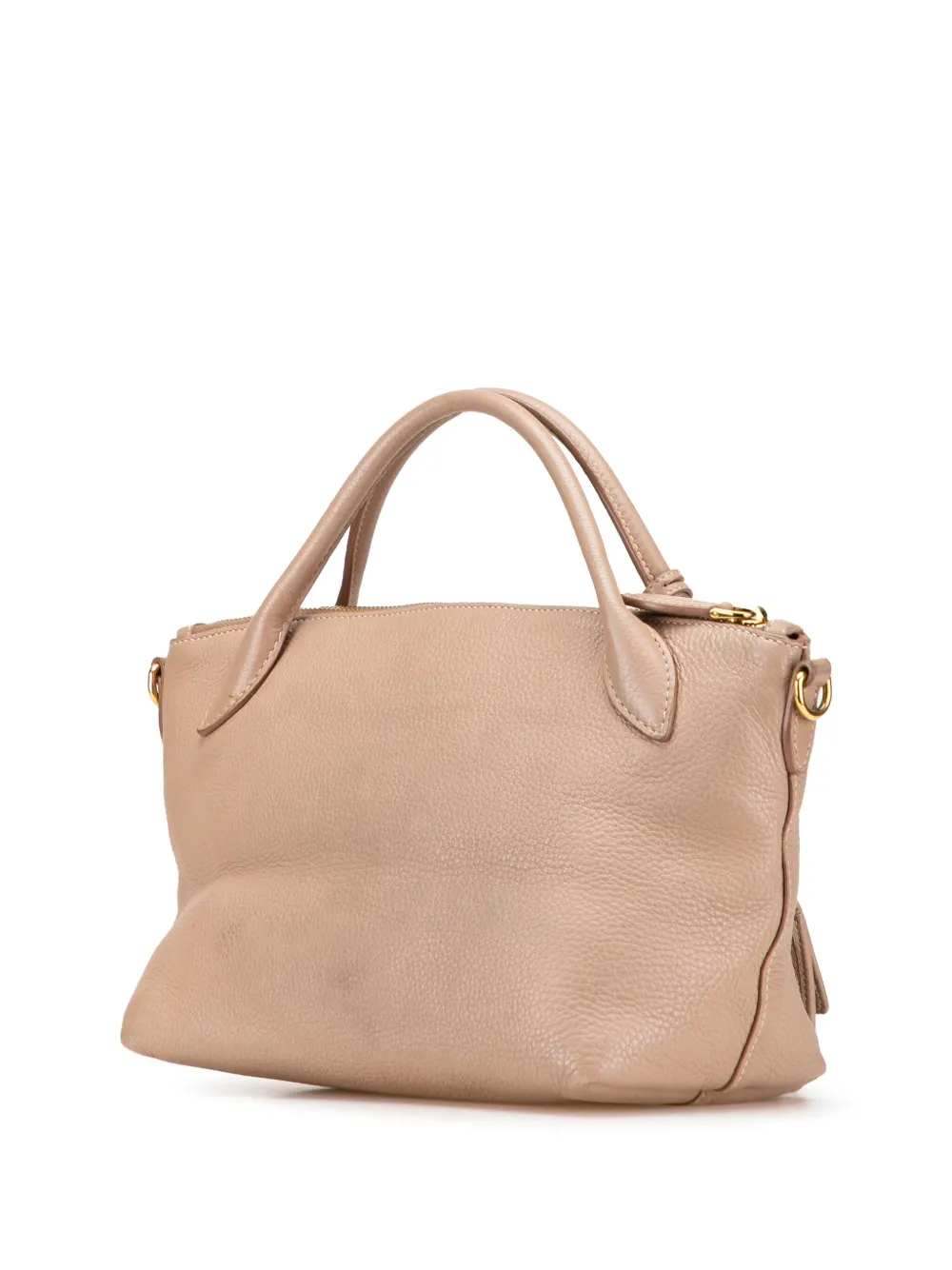 Pre-owned Prada 2000-2025 Vitello Daino Zip Top Satchel In Brown