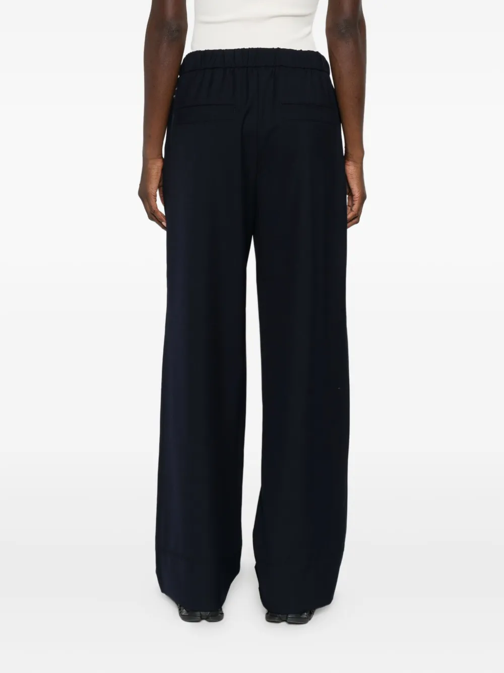 Marccain Drawstring Straight-leg Trousers In Blue