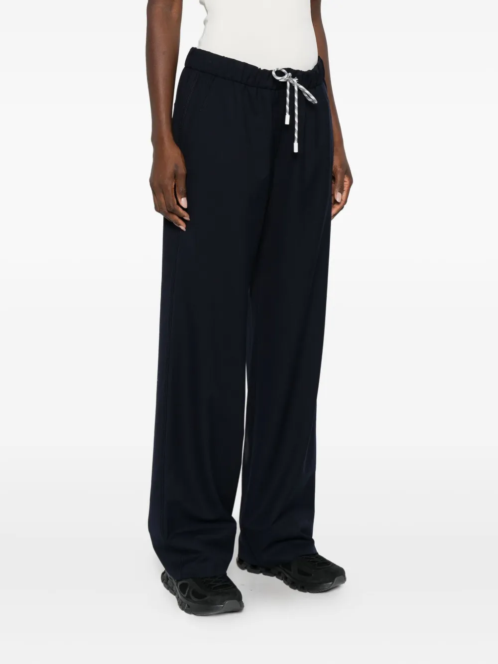 Marccain Drawstring Straight-leg Trousers In Blue