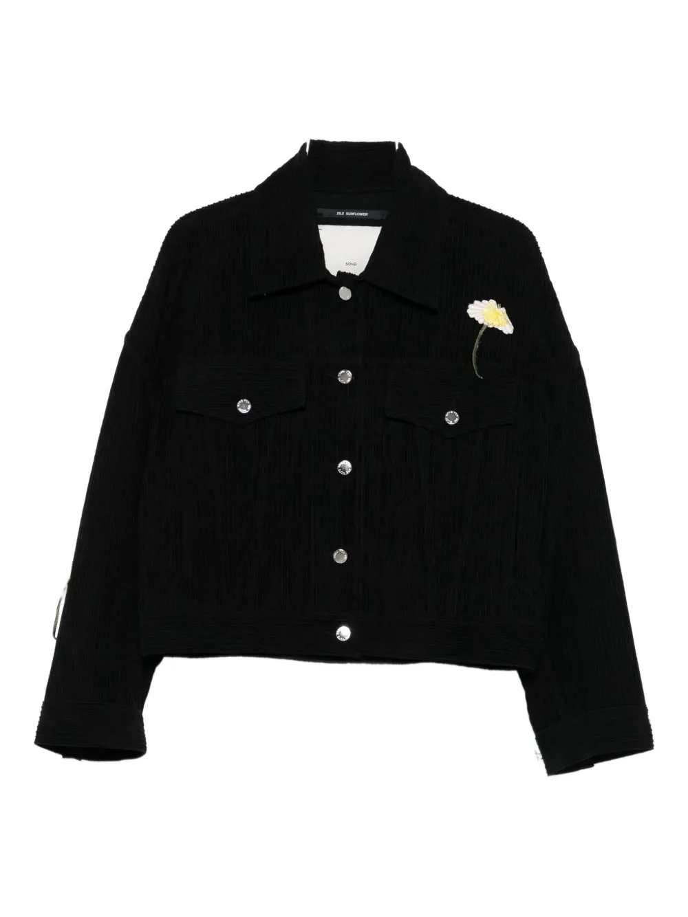 Song For The Mute Floral-appliqué Jacket In Black