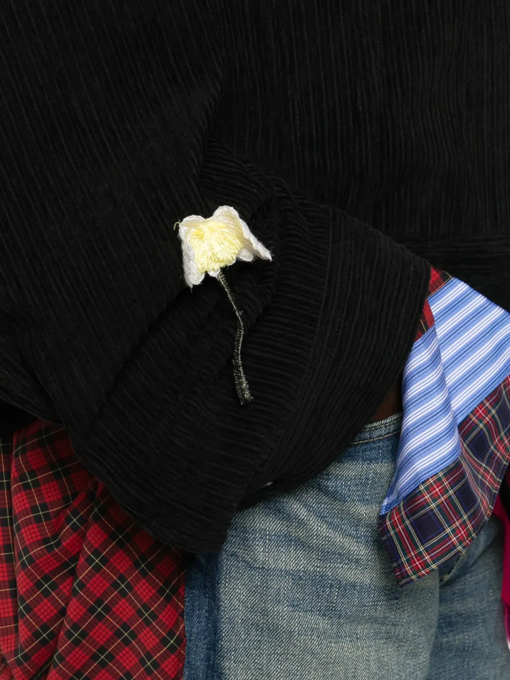 Song For The Mute Floral-appliqué Jacket In Black