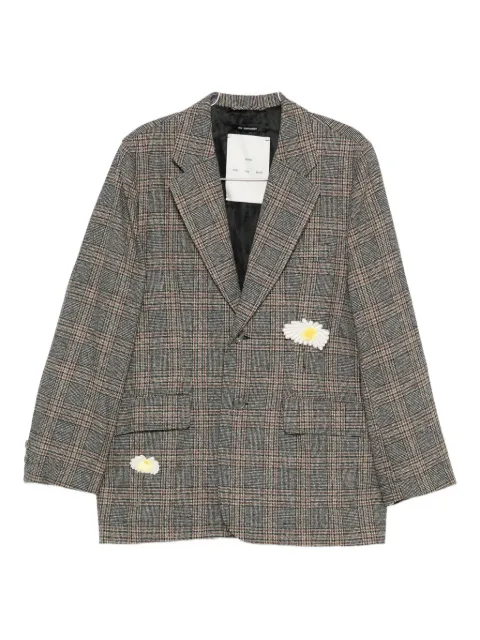 Song For The Mute floral-appliqué plaid blazer