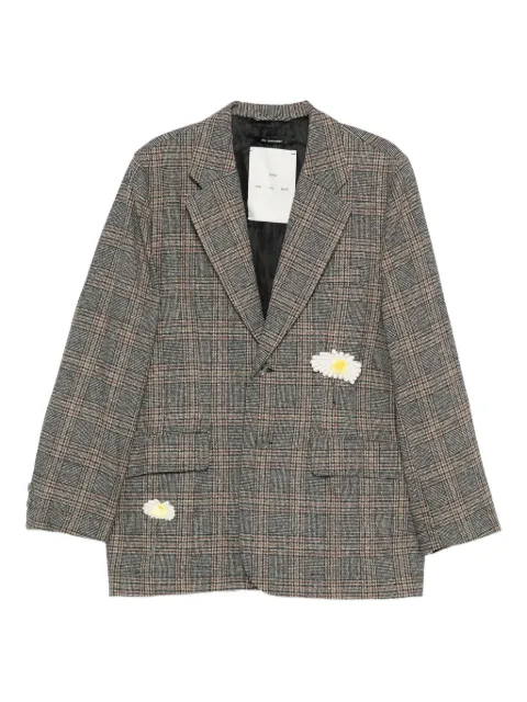 Song For The Mute floral-appliqué plaid blazer