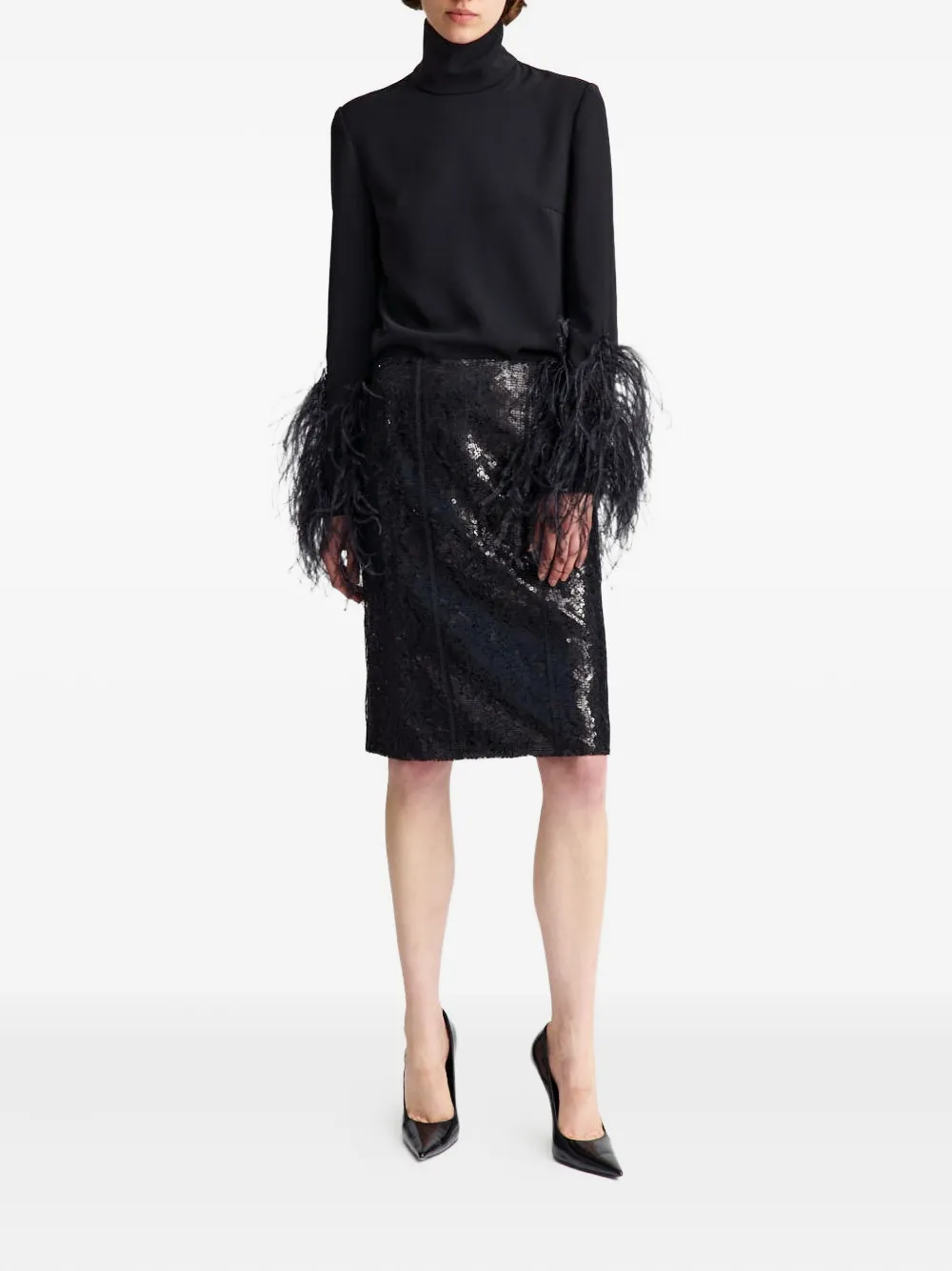 16Arlington Deoda rok met pailletten en kant - Zwart