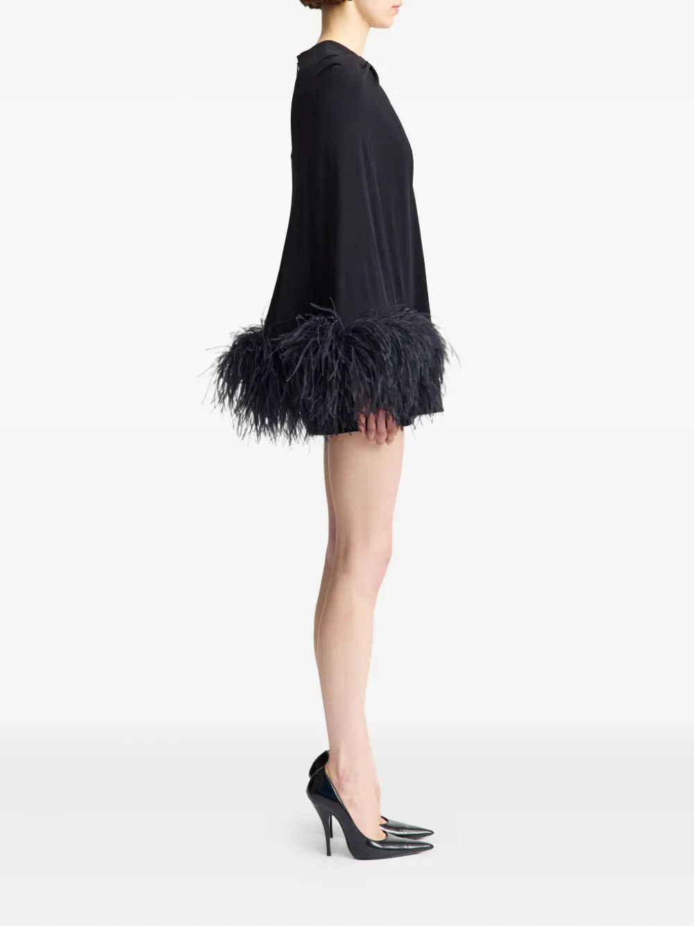 16Arlington Mini-jurk met veren afwerking Zwart