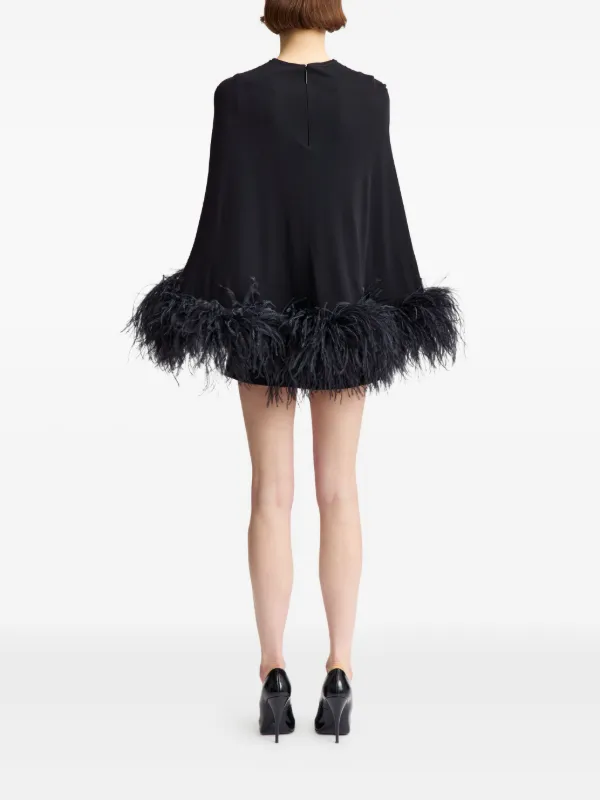 black feather trim mini dress Short Black Feather Dress