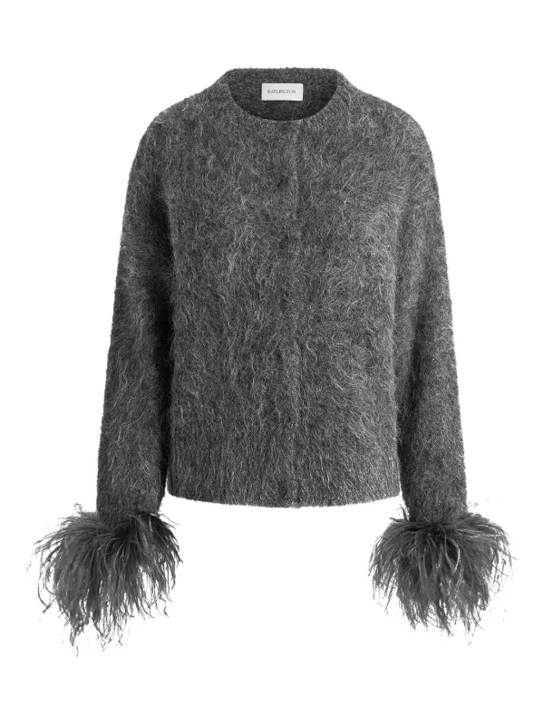 16Arlington Alena Feather-trim Knitwear in Grey
