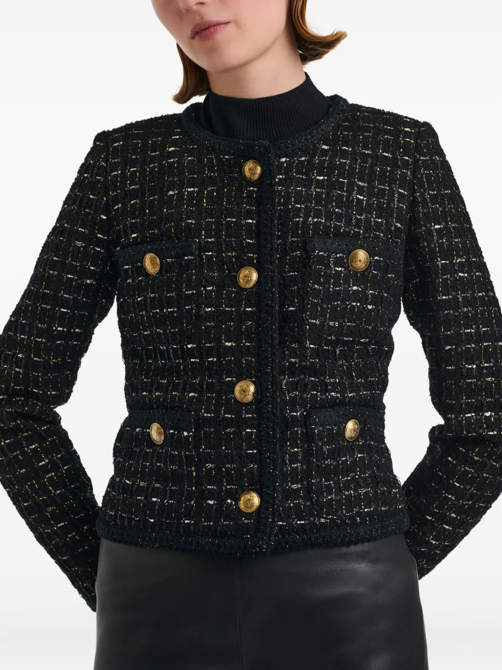 Weill Paris Tweed Button Jacket In Black