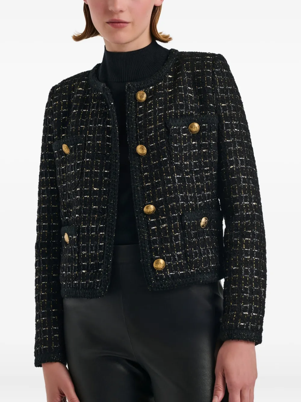 Weill Paris Tweed Button Jacket In Black