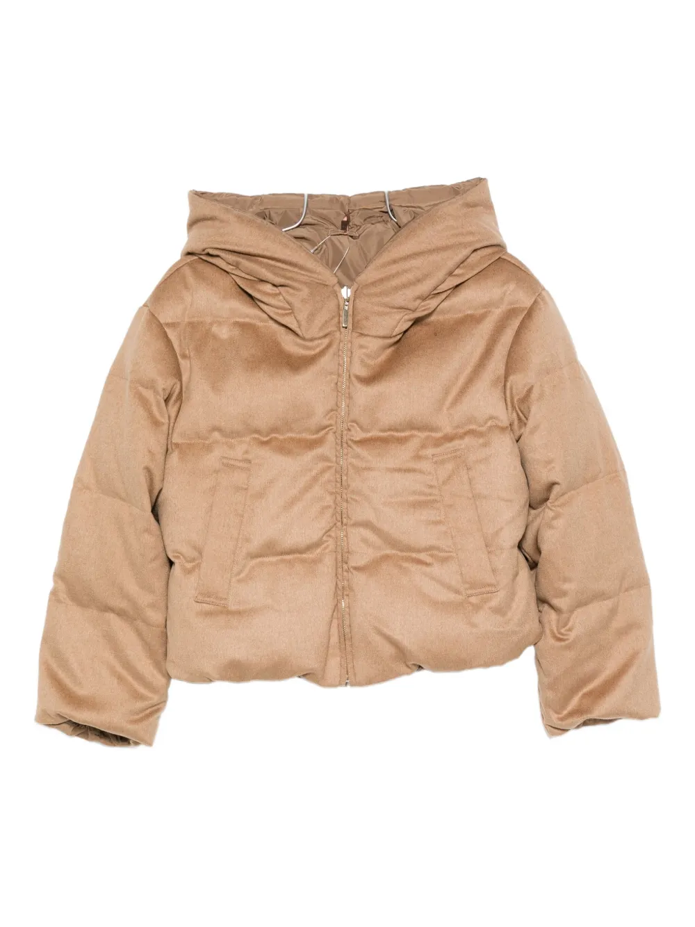 Max Mara Hooded Puffer Jacket In Brown