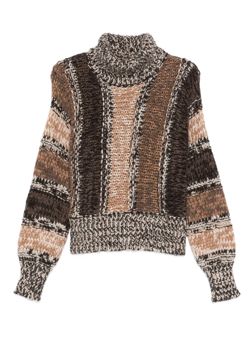 Roberto Collina pull rayé à col roulé | marron | Image 1