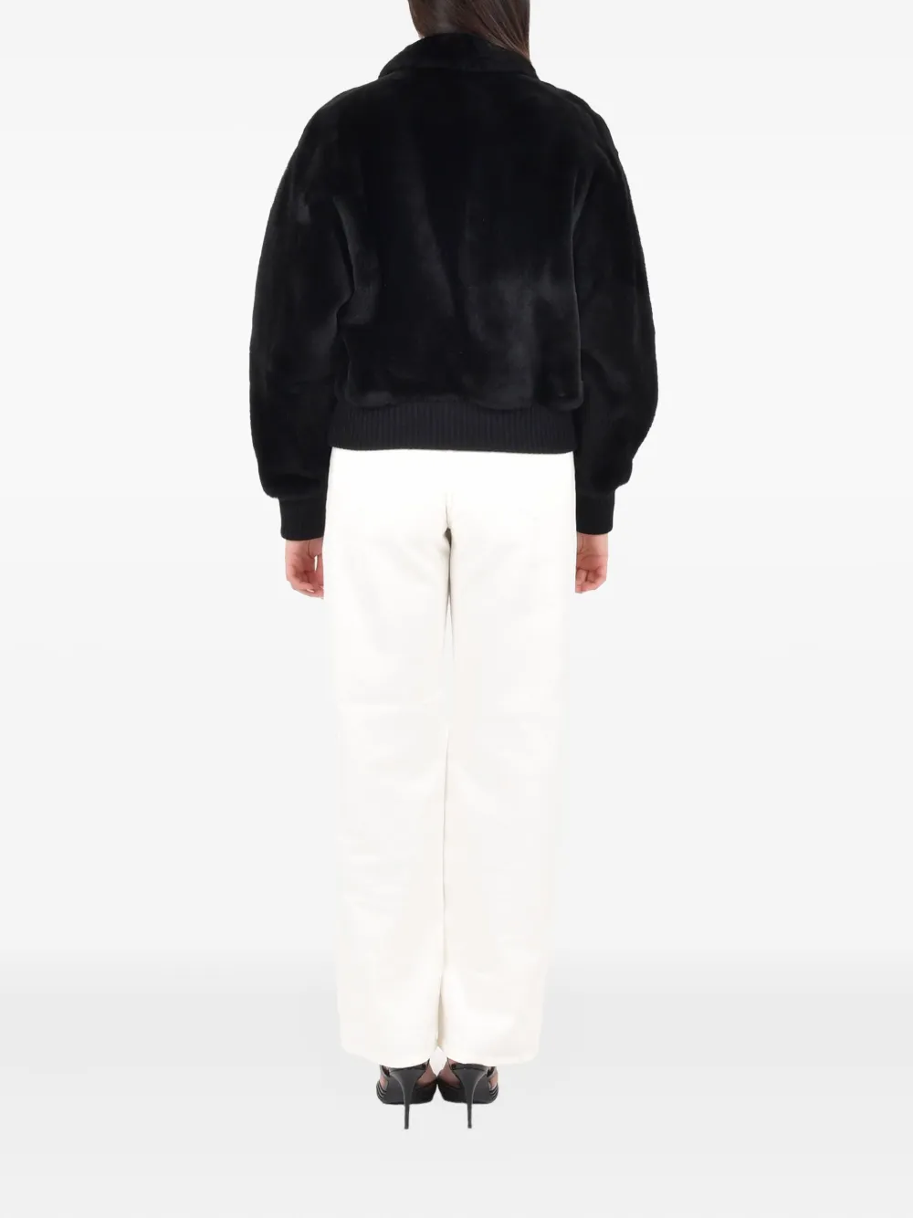Max Mara Zip-up Bomber Jacket In Black