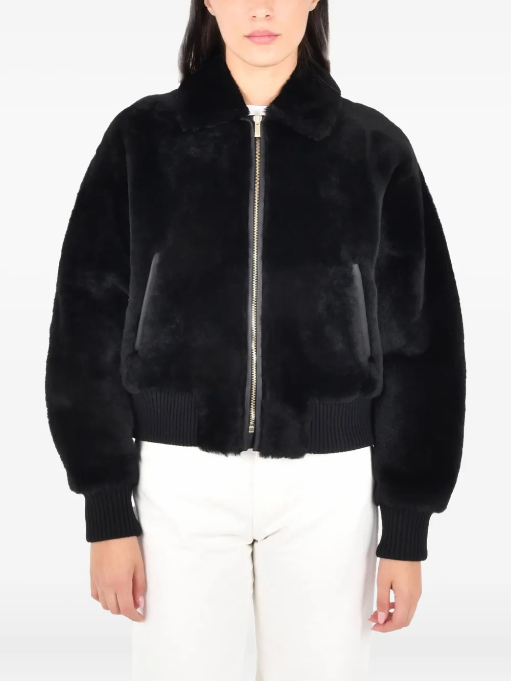 Max Mara zip-up bomber jacket | Black | Image 1