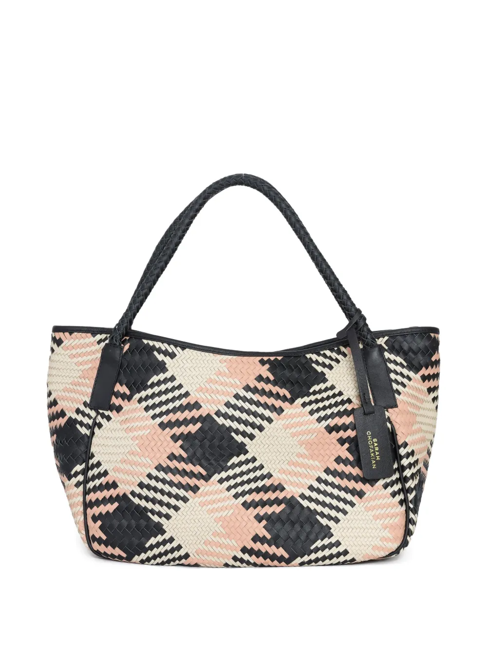 Sarah Chofakian Nougat plaid braided shoulder bag - Nero