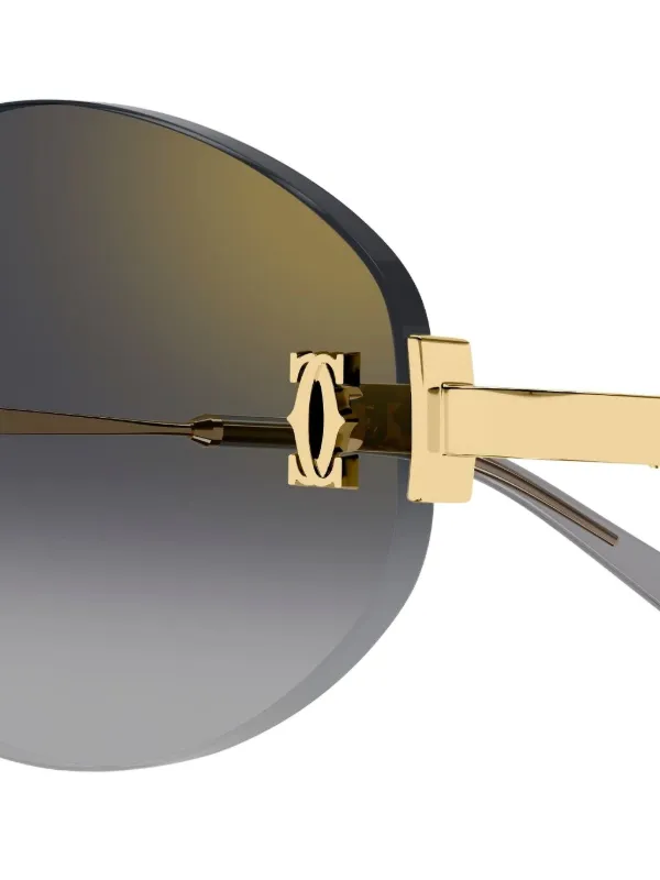 Cartier Eyewear ラウンドフレーム サングラス | ゴールドトーン