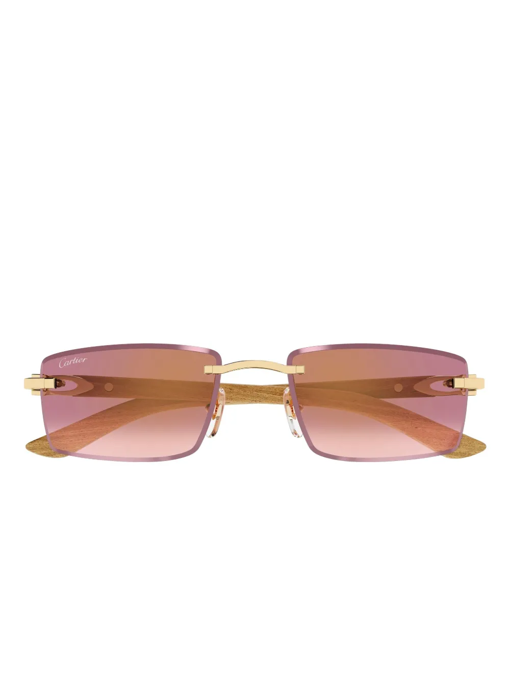 Cartier Rectangle-frame Sunglasses In Pink