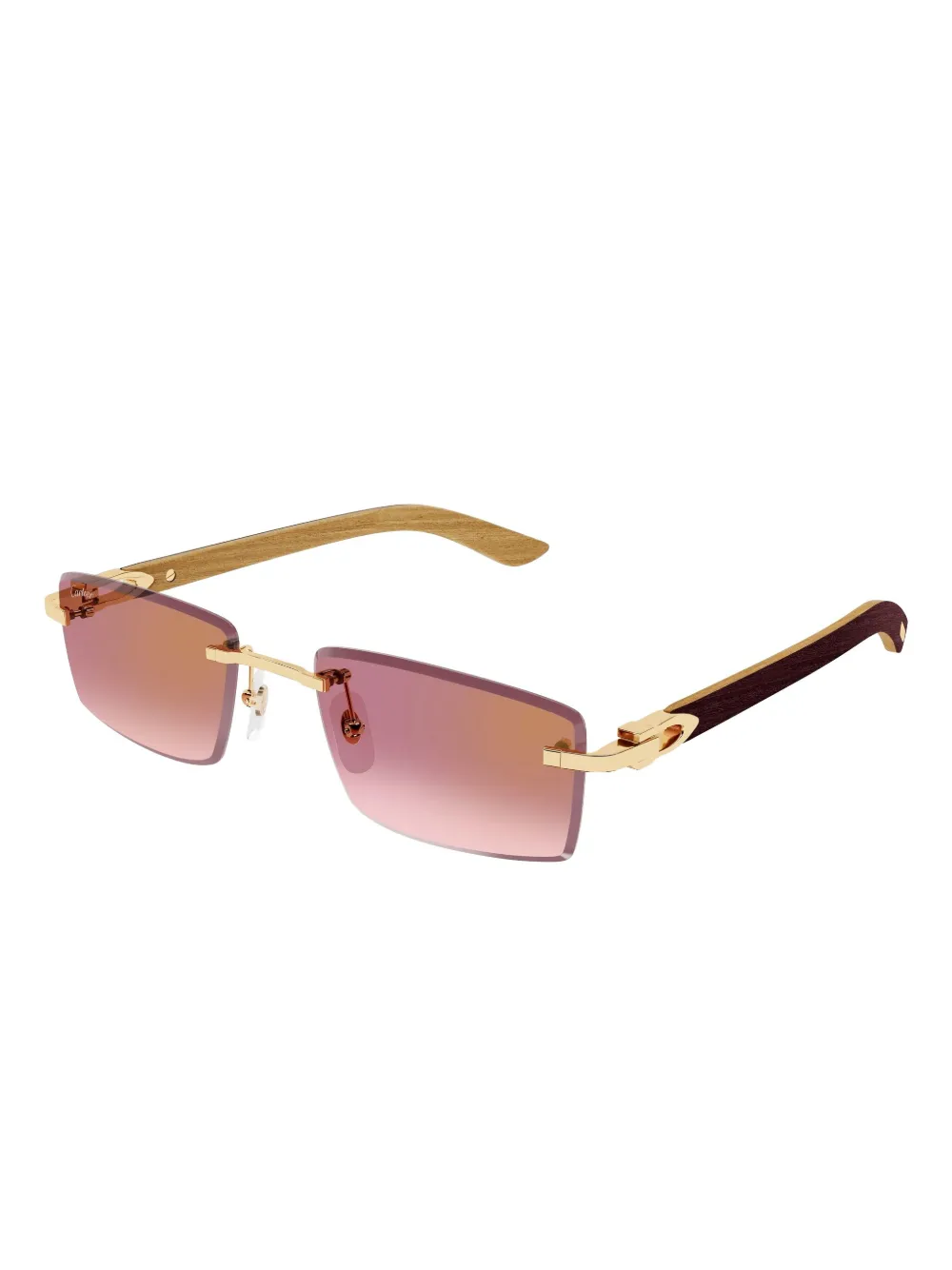 Cartier Rectangle-frame Sunglasses In Pink