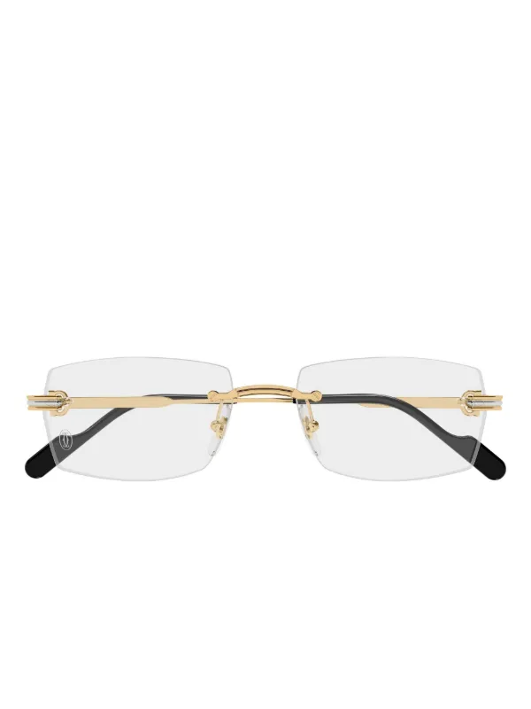 Cartier Eyewear リムレス スクエアメガネフレーム | ゴールドトーン