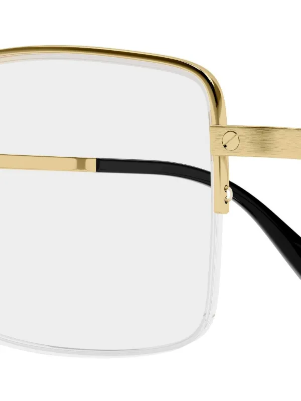 Cartier Eyewear スクエアメガネフレーム | ゴールドトーン | FARFETCH JP