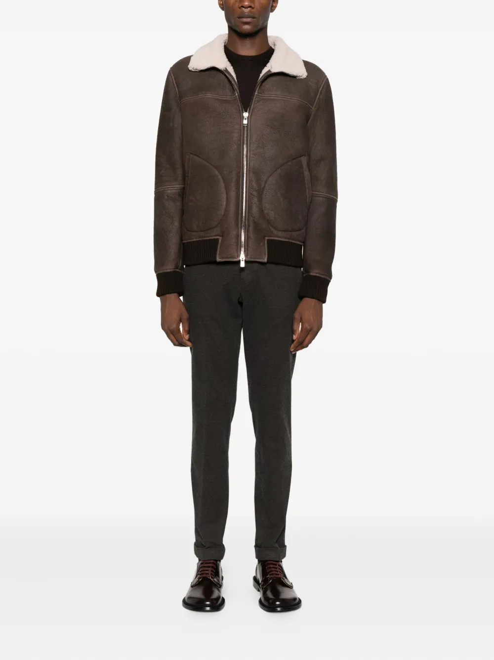 Eraldo Baita Shearling-collar Jacket In Brown