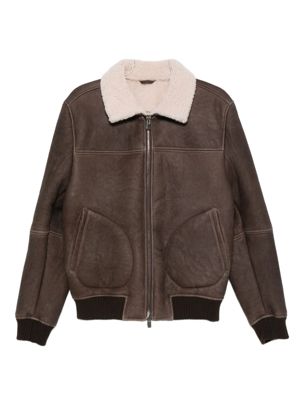 Eraldo Baita Shearling-collar Jacket In Brown