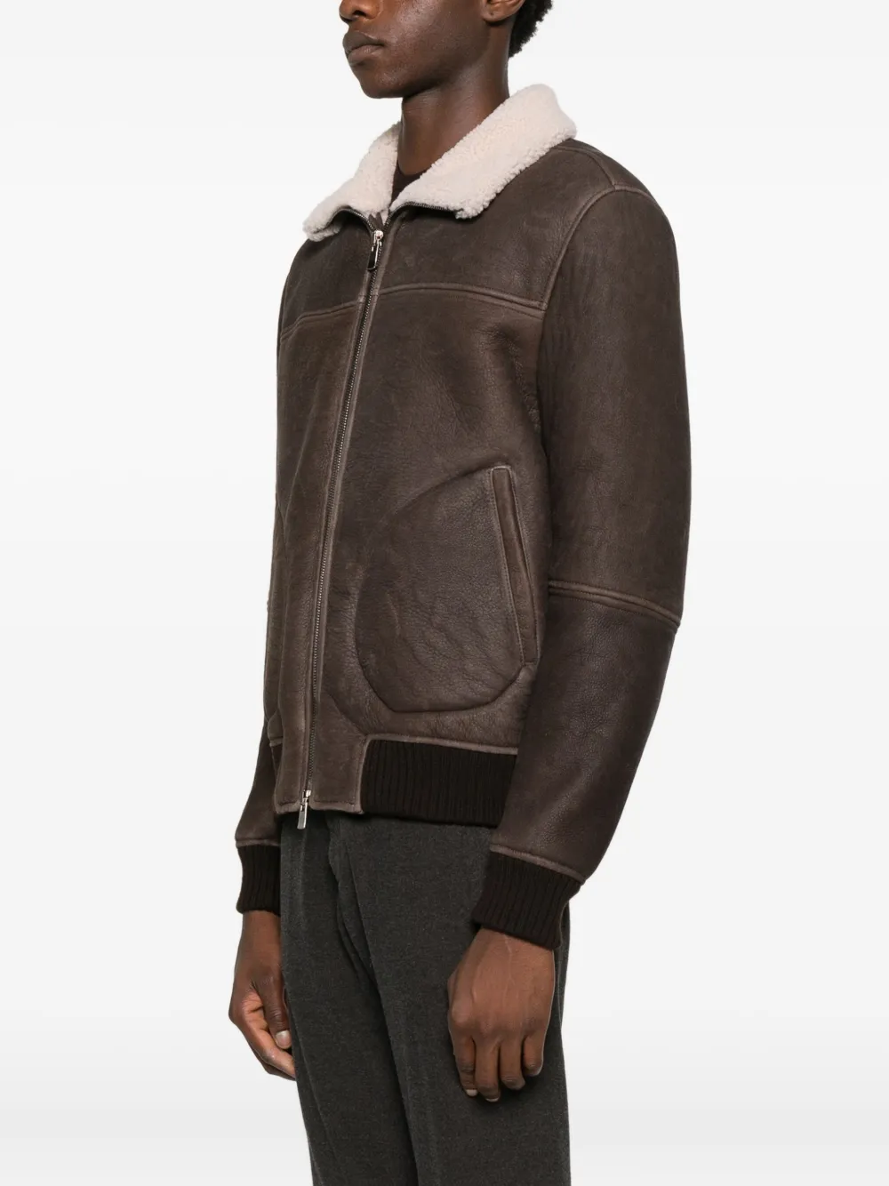 Eraldo Baita Shearling-collar Jacket In Brown