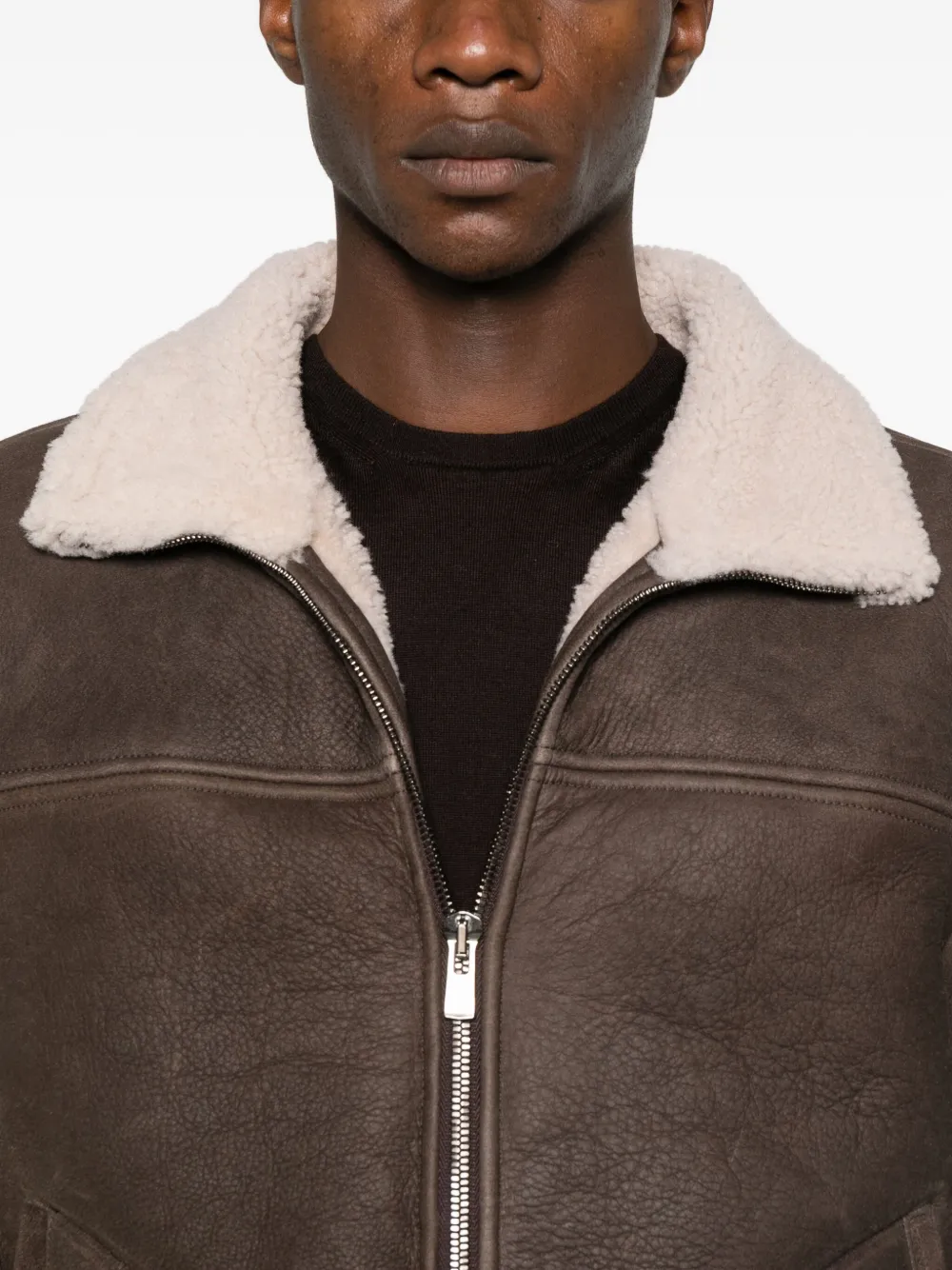 Eraldo Baita Shearling-collar Jacket In Brown