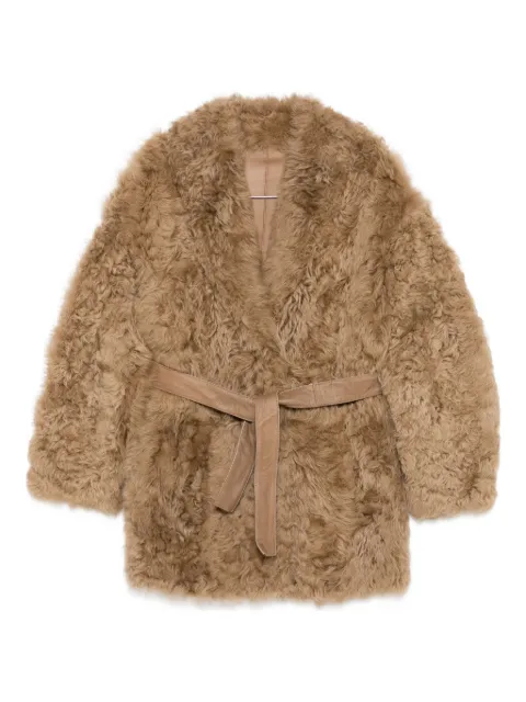 Numerootto belted faux fur jacket