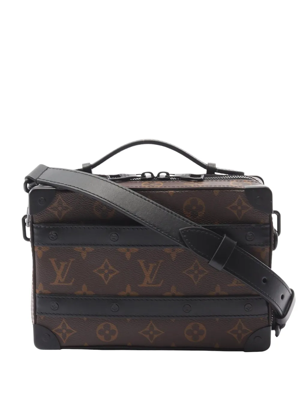 Pre-owned Louis Vuitton 2021-2025 Monogram Macassar Handle Soft Trunk Satchel In Brown