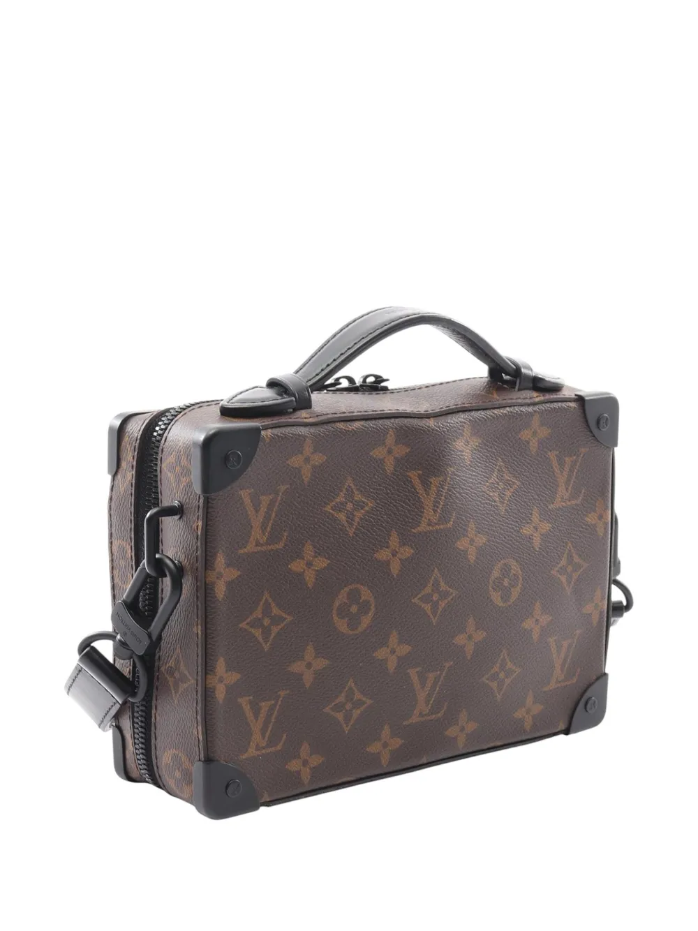 Pre-owned Louis Vuitton 2021-2025 Monogram Macassar Handle Soft Trunk Satchel In Brown